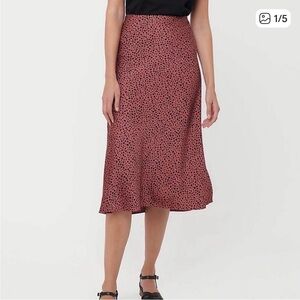 LOFT Rose Animal Pattern Midi Skirt, Size Small